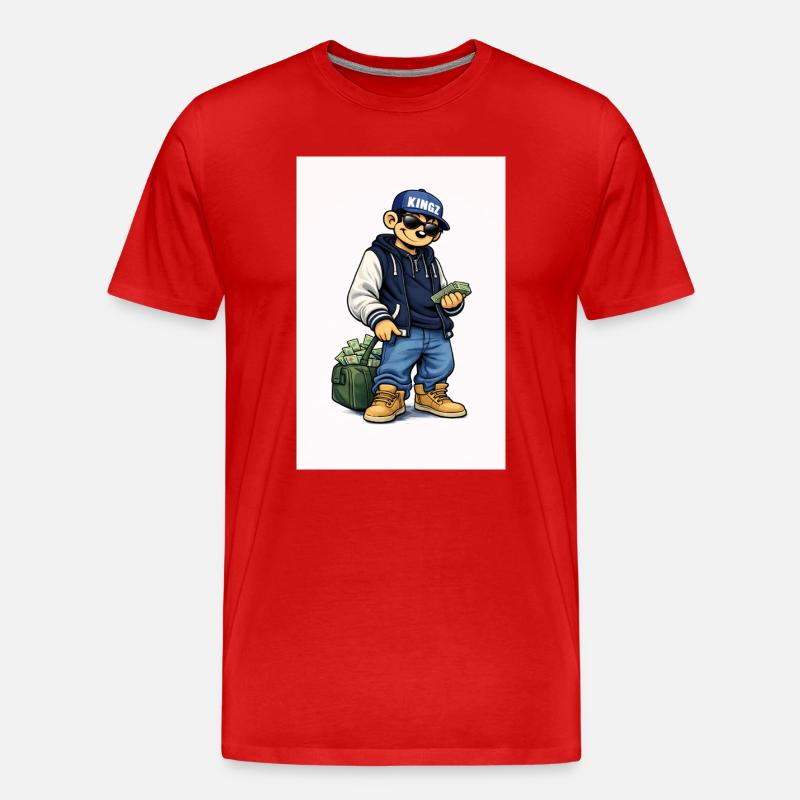 Kingz Monkey Hustler - Männer Premium Bio T-Shirt - Rot