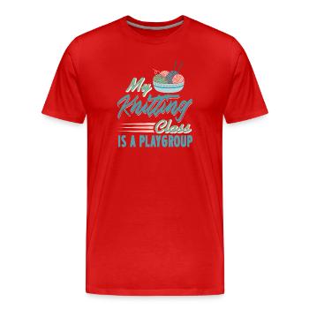 Mon cours de tricot est un groupe de jeux amusant - T-shirt bio Premium Homme - rouge - Devant - Damien (186cm)