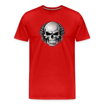 Schädel mit Lorbeer Gothic Tattoo - Männer Premium Bio T-Shirt - Rot - Vorne - Damien (186cm)
