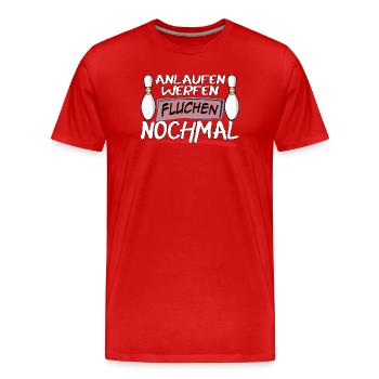 Run-up, throwing, cursing, bowling again - Men's Premium Organic T-Shirt - red - Front - Damien (186cm)