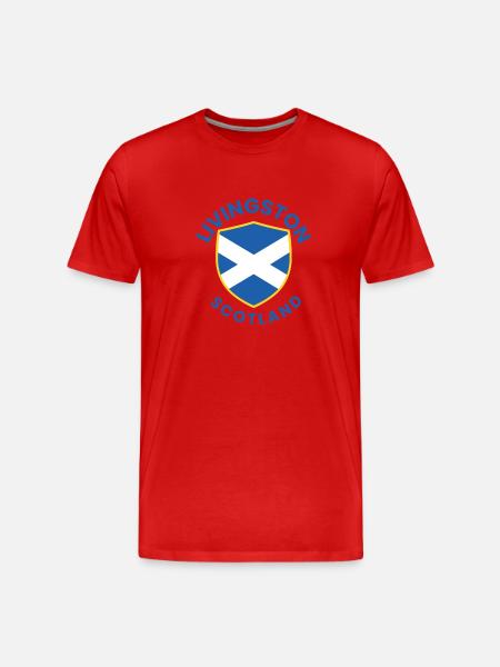 Saltire Shield in Livingston - Men's Premium Organic T-Shirt - red
