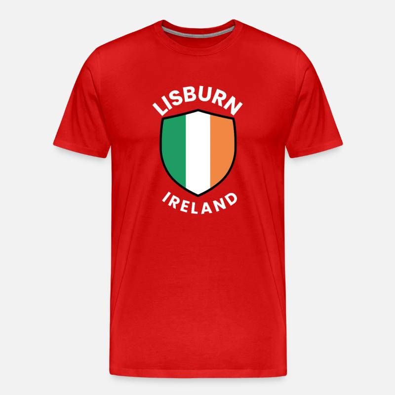 Lisburn Shield Irish Flag Tee - Männer Premium Bio T-Shirt - Rot
