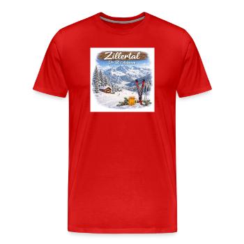 Dahoam Zillertal - Männer Premium Bio T-Shirt - Rot - Vorne - Damien (186cm)