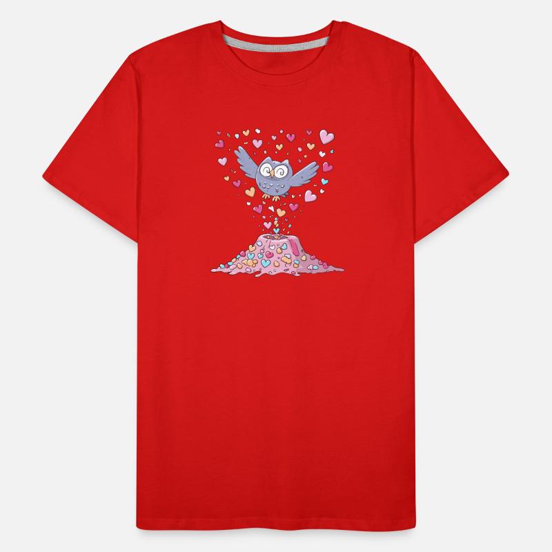 Pastell-Eule mit Liebesherzen Männer Premium Bio T-Shirt