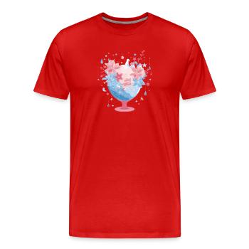 Fleurs pastel dans un gobelet de verre - T-shirt bio Premium Homme - rouge - Devant - Damien (186cm)