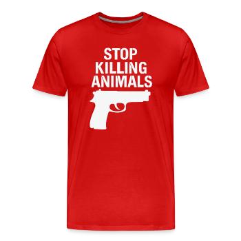 Stoppt Tiermord – Statement Shirt - Männer Premium Bio T-Shirt - Rot - Vorne - Damien (186cm)