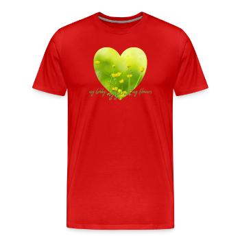 Yellow Flower Heart with Yellow Flowers Garden Look - Men's Premium Organic T-Shirt - red - Front - Damien (186cm)