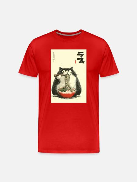 Noodling Cat Ramen - Men's Premium Organic T-Shirt - red