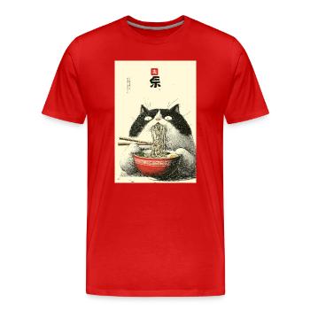 Festin de nouilles Neko - T-shirt bio Premium Homme - rouge - Devant - Damien (186cm)