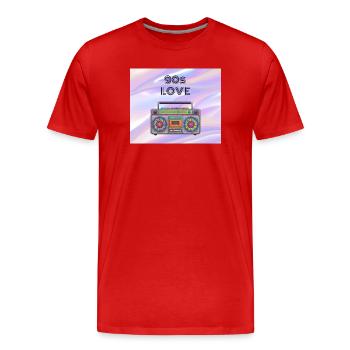 90s Liebe Boombox - Männer Premium Bio T-Shirt - Rot - Vorne - Damien (186cm)