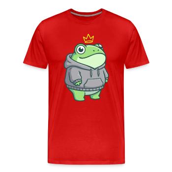 King Croak – Kawaii Frog Hoodie Streetwear - Men's Premium Organic T-Shirt - red - Front - Damien (186cm)