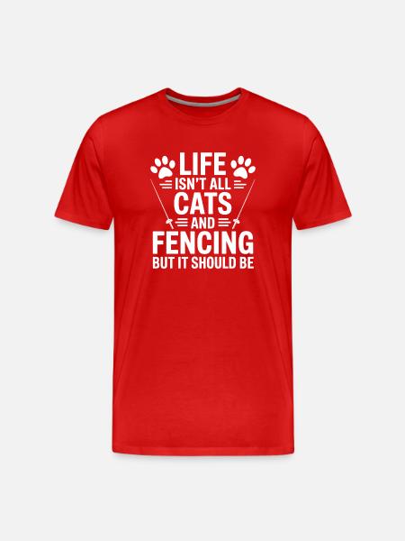 Fencing Sayings Cats Funny Fencing Gift - Men's Premium Organic T-Shirt - red