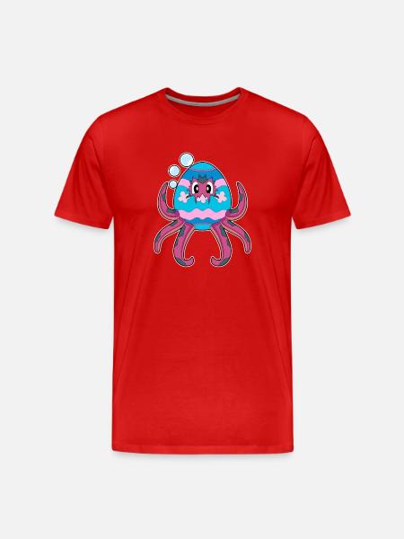 Octopus Easter Easter Egg - Men's Premium Organic T-Shirt - red