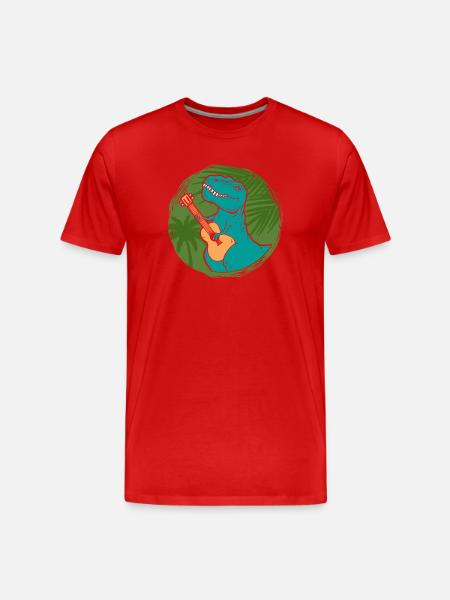 Hawaiian Ukulele Uke T-Rex - Men's Premium Organic T-Shirt - red