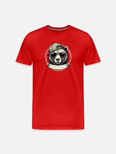 Bear with retro sunglasses - Men's Premium Organic T-Shirt - red