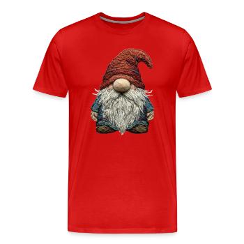 Gnom im bestickten Look (gedruckt) - Männer Premium Bio T-Shirt - Rot - Vorne - Damien (186cm)