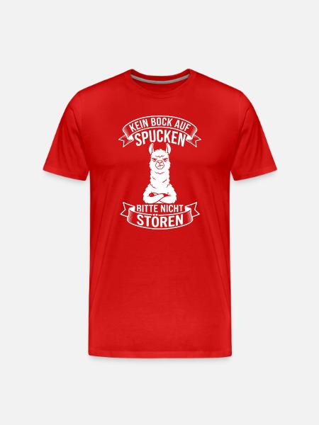 Alpaca Saying No Spitting - Men's Premium Organic T-Shirt - red