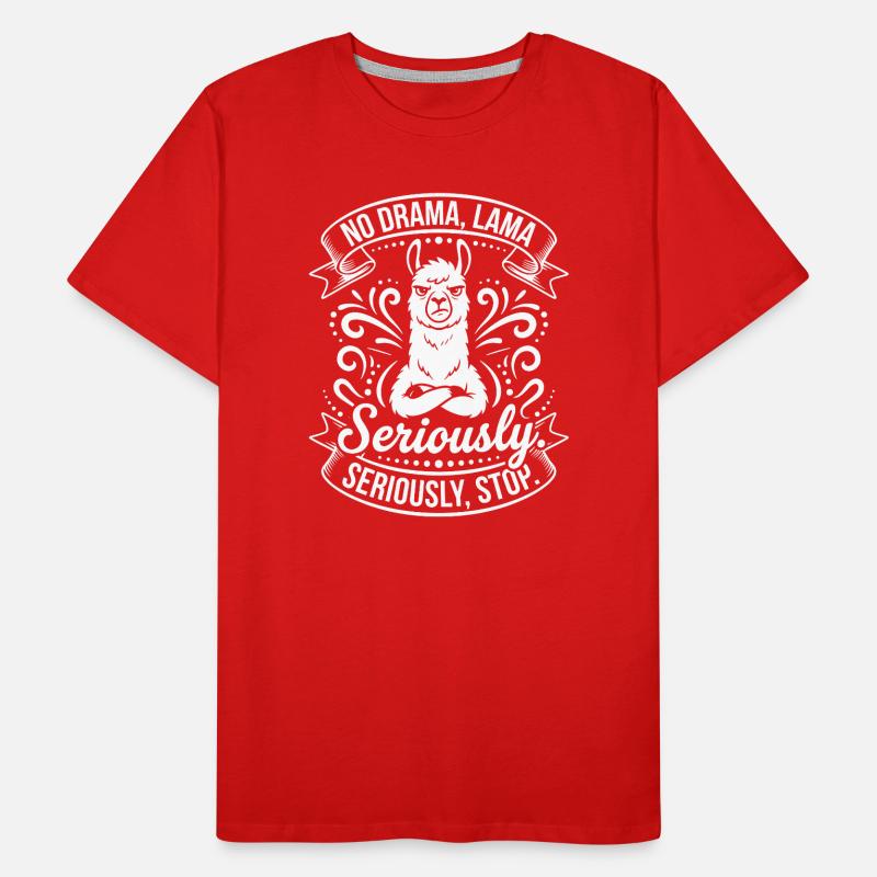 Llama sérieux – Pas de drame T-shirt bio Premium Homme
