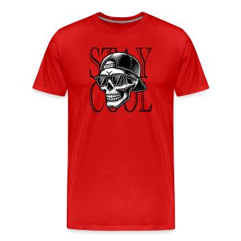 Skeleton with cap and sunglasses - Men's Premium Organic T-Shirt - red - Front - Damien (186cm)
