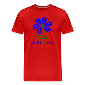 Confirmation 2026 - T-shirt bio Premium Homme - rouge - Devant - Damien (186cm)