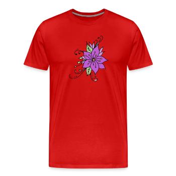 Hibiscus Flower - Men's Premium Organic T-Shirt - red - Front - Damien (186cm)