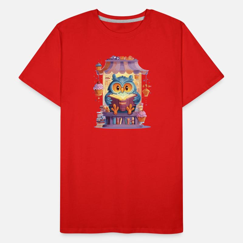 Lese Eule im Kuchenmarkt Männer Premium Bio T-Shirt