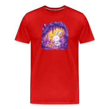 Le lapin dans la grotte de cristal - T-shirt bio Premium Homme - rouge - Devant - Damien (186cm)