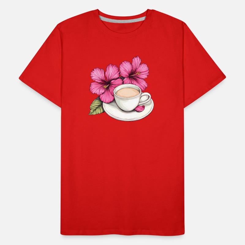 Hibiskus Kaffeetasse Impression Männer Premium Bio T-Shirt