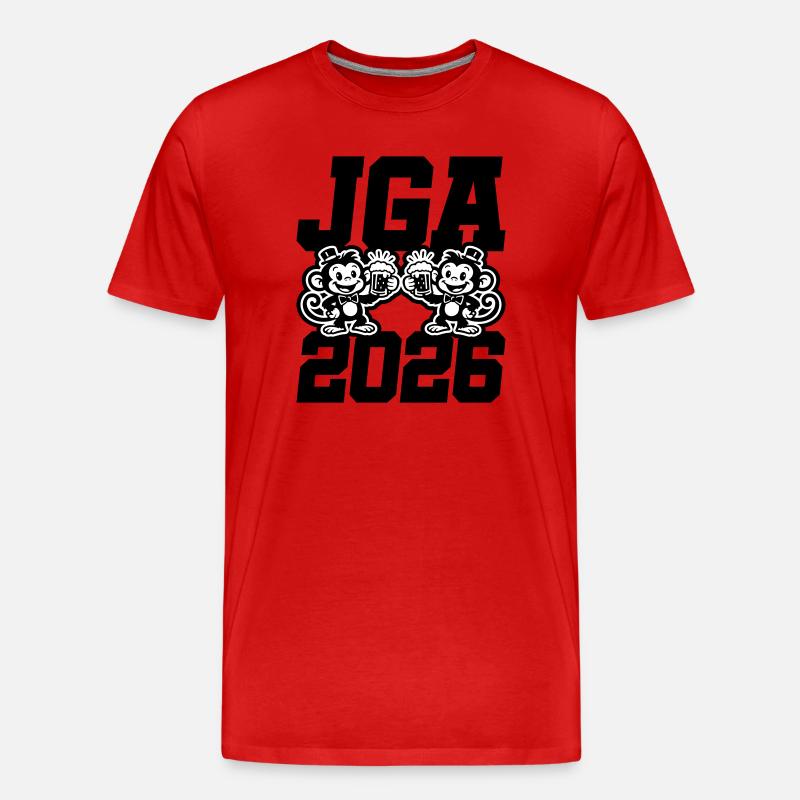 Jga 2026 Junggesellenabschied Affen - Männer Premium Bio T-Shirt - Rot