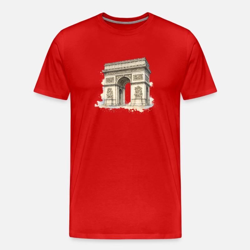 Arc de Triomphe in Aquarell - Männer Premium Bio T-Shirt - Rot