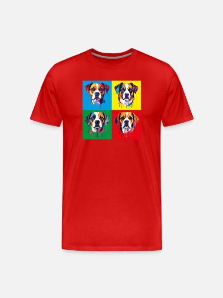 Dog Pop Art Portrait - Men's Premium Organic T-Shirt - red