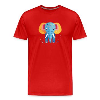 Confettis colorés d’éléphants - T-shirt bio Premium Homme - rouge - Devant - Damien (186cm)