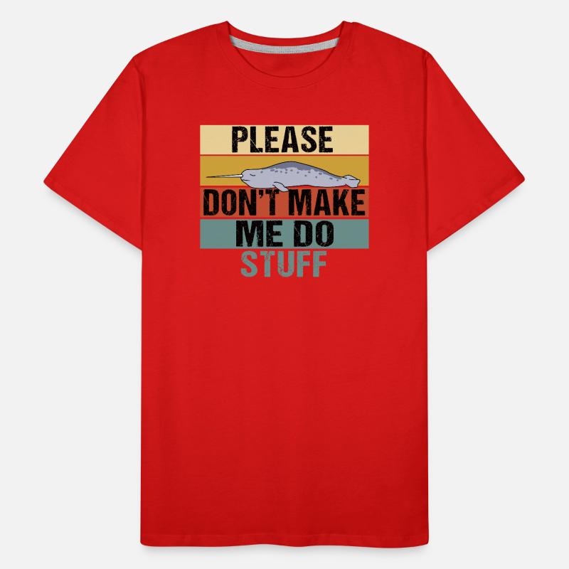 Funny Narwhal Retro Please Don't Make Me Do Stuff Men's Premium Organic T-Shirt
