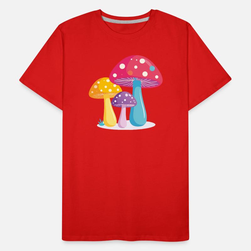 Illustration colorée du trio de champignons Graphique de champignons colorés T-shirt bio Premium Homme