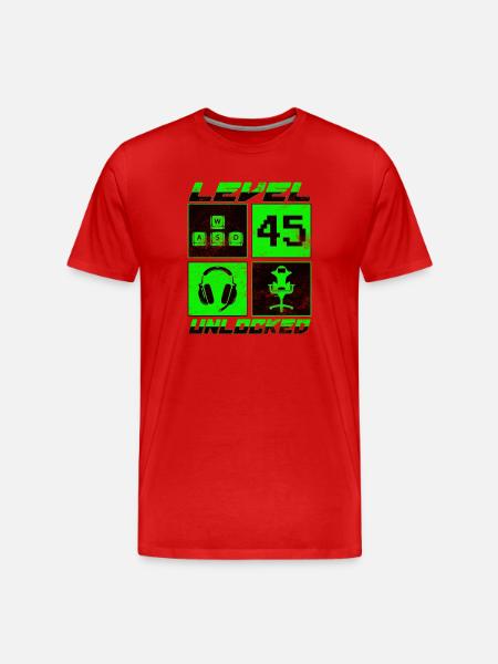 Birthday Gift Level Unlocked 45 Years - Men's Premium Organic T-Shirt - red