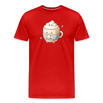 Kuschelige Wolkenkaffee Becher - Männer Premium Bio T-Shirt - Rot - Vorne - Damien (186cm)