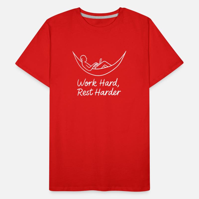 Work Hard Rest Harder Hammock Laptop Men's Premium Organic T-Shirt