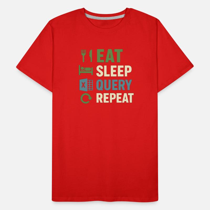 Eat Sleep Query Repeat Männer Premium Bio T-Shirt