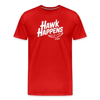 Hawk Happens - Men's Premium Organic T-Shirt - red - Front - Damien (186cm)
