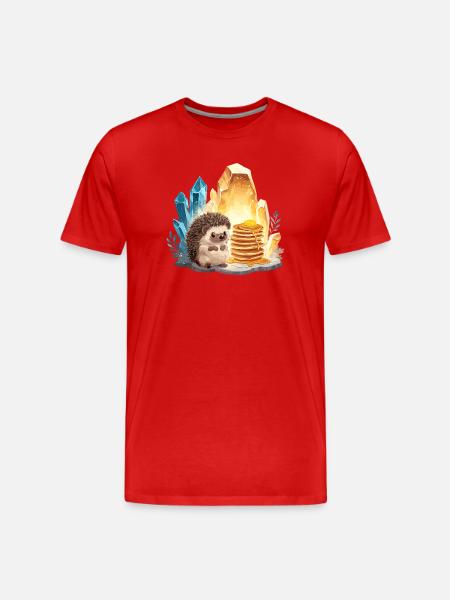 Hedgehog with pancakes in crystal cave - Men's Premium Organic T-Shirt - red