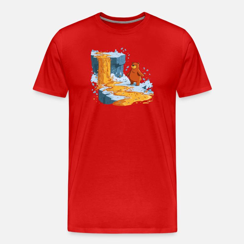 Bär am Lavastrom auf Eis - Männer Premium Bio T-Shirt - Rot