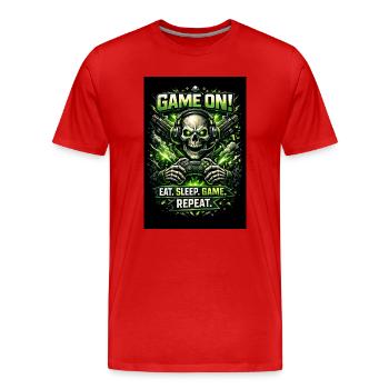Jeu sur Skull Neon Gamer - T-shirt bio Premium Homme - rouge - Devant - Damien (186cm)