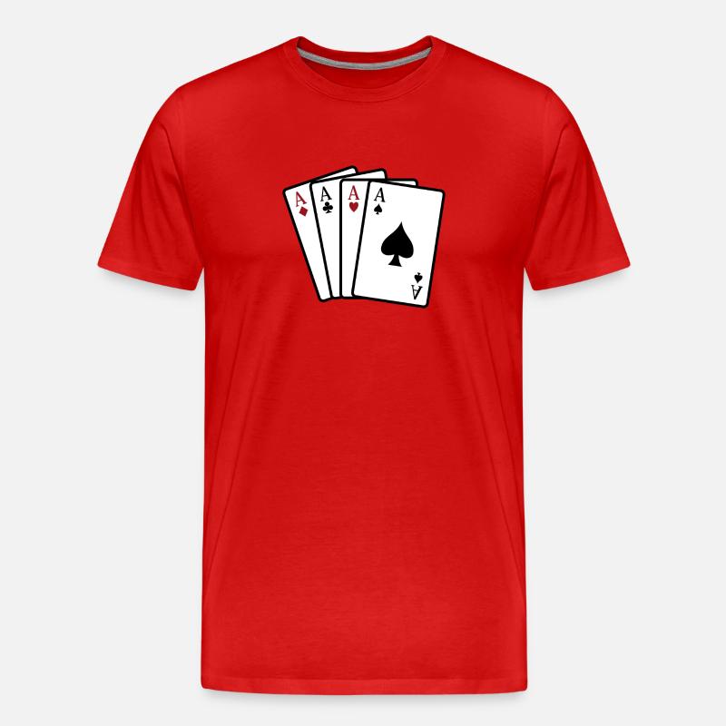 Ass-Spielkarten - Männer Premium Bio T-Shirt - Rot