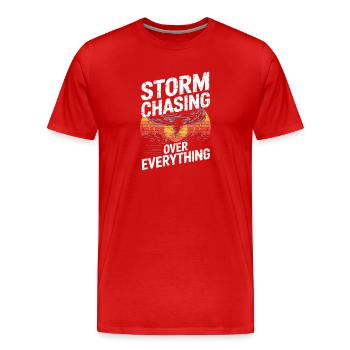 Storm Chasing Over Everything Tornado Jäger - Men's Premium Organic T-Shirt - red - Front - Damien (186cm)