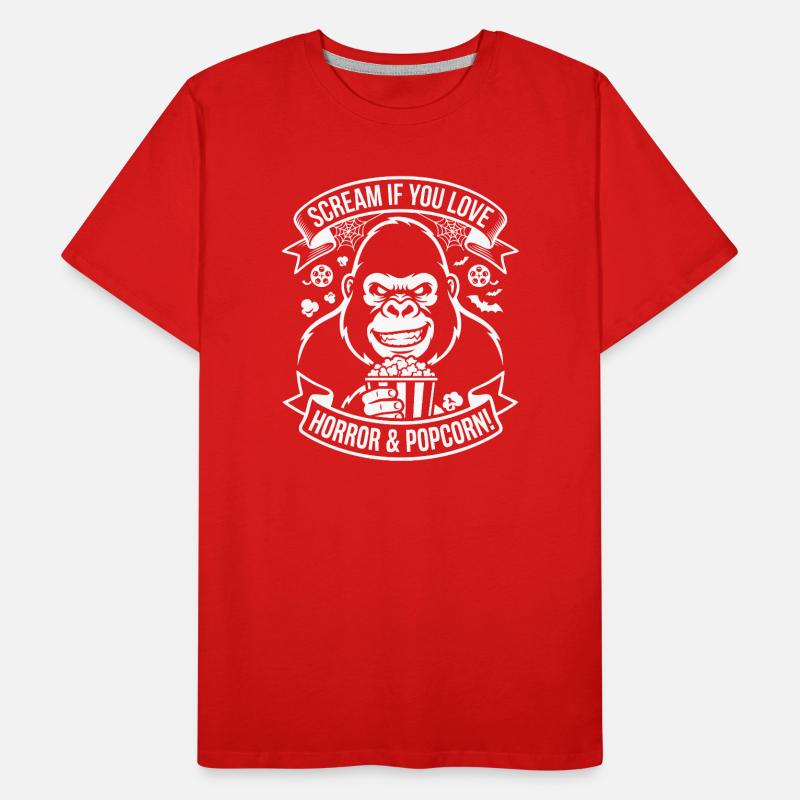 Scream Gorilla Popcorn Design T-shirt bio Premium Homme