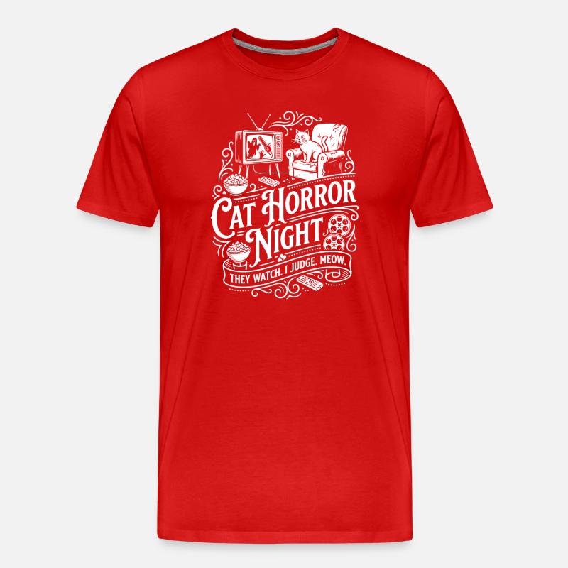 Cat Horror Night - Männer Premium Bio T-Shirt - Rot