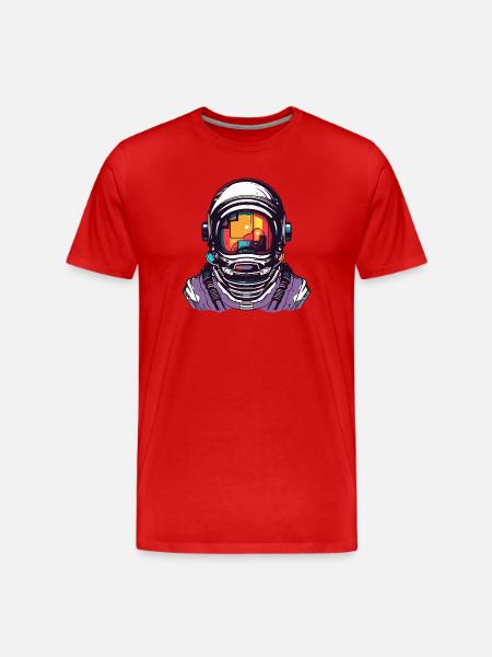 Astronaut Comic Helm - Männer Premium Bio T-Shirt - Rot