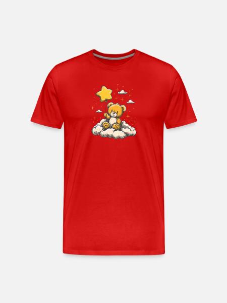 Cuddly teddy with star balloon - Men's Premium Organic T-Shirt - red