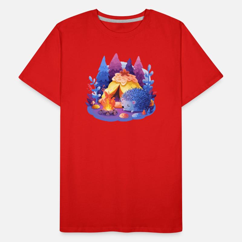 Schlafender Igel am Lagerfeuer Männer Premium Bio T-Shirt