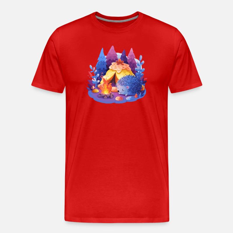 Schlafender Igel am Lagerfeuer - Männer Premium Bio T-Shirt - Rot